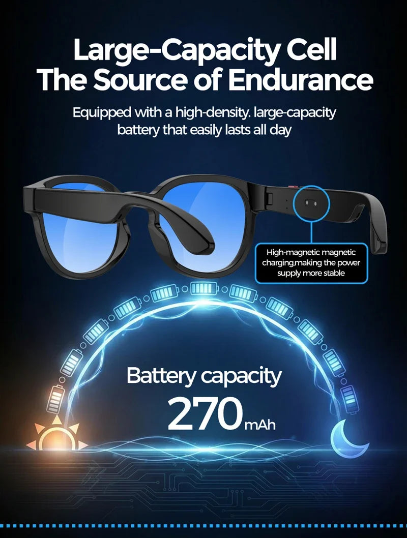AI Smart Glasses Translation 800W Camera HD Photo Video Voice Call Waterproof Bluetooth Listening To Music Motorcycle Glasses