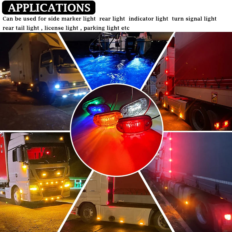 10PCS 12V 24V LED Universal Led light Side Marker Car Lights for Trailer Trucks Caravan Clearance Lamp Surface Mount