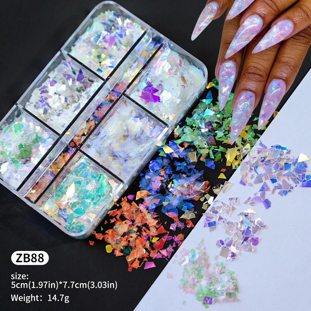 Shiny Mermaid Candy Sequin Nail Glitter Flakes Decoration Charms Irregular Paillette Accessories for Nail Art Stylist Supplies