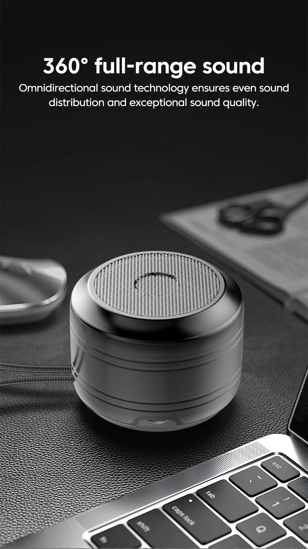 Portable wireless Bluetooth5.0 speaker - compact music audio system suitable for indoor and outdoor use