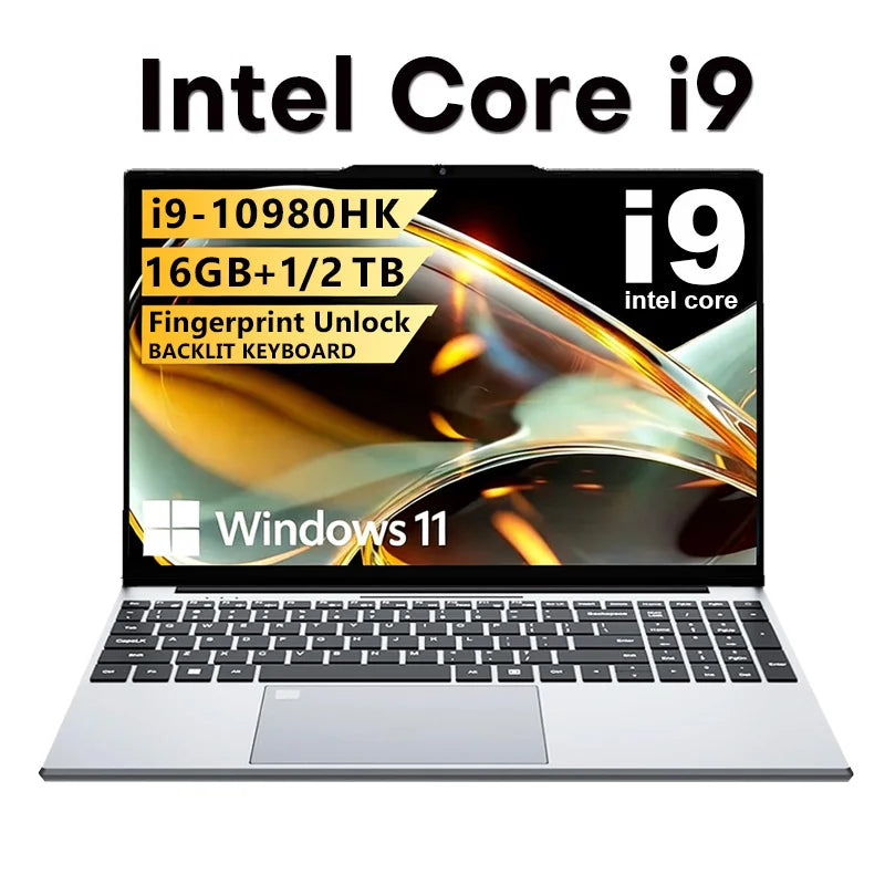 Windows 11 Laptop Intel Core i9 10980HK Computer PC 15.6 Inch 16GB RAM 1TB 2TB SSD Office Laptops 4K Fingerprint Unlock Notebook