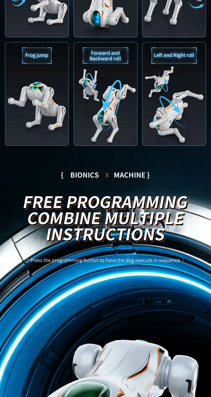 Intelligent AI machine dog dialogue programming remote control bionic dog cool special effects remote control robot toy gift