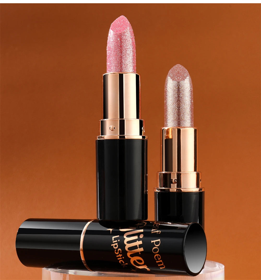 Glitter Metallic Lipstick Waterproof Long Lasting Diamond Pearlescent Lipstick Sexy Lipgloss Moisturizing Lips Makeup