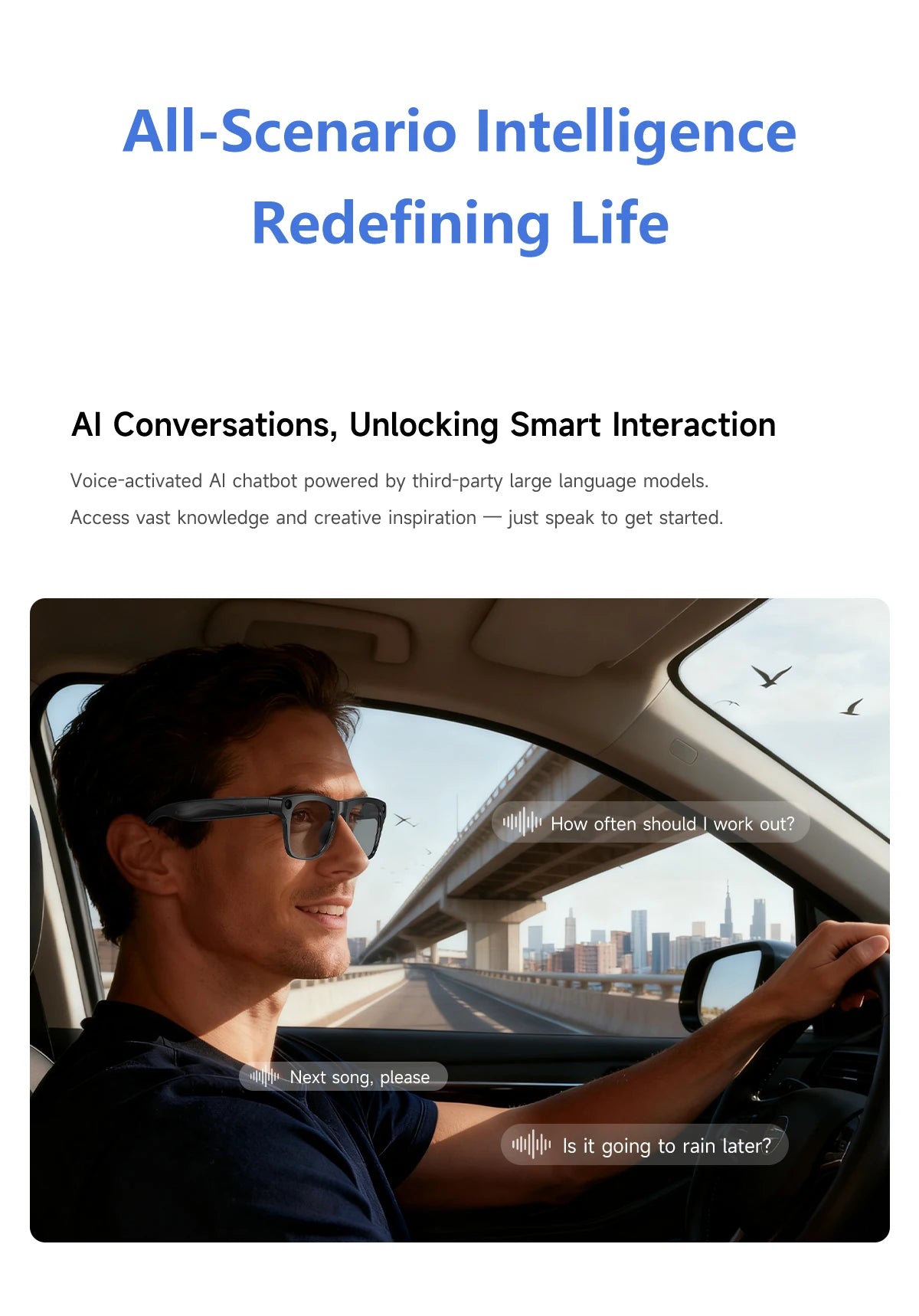 2026 New AI Smart Glasses Anti-Shake Photography AI Interaction Calling Listening to Music Translation Fashionable Smart Glasses
