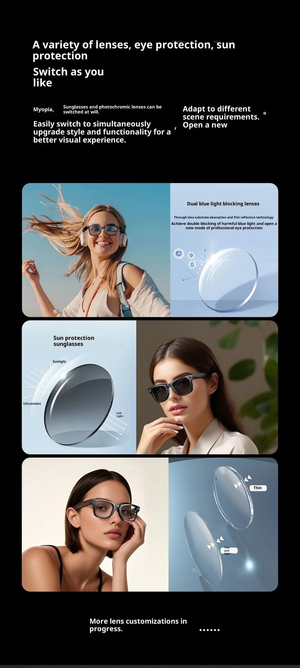 2025 AI Smart Glasses - 8MP Camera for First-Person Vlog, Voice Translation, Music & Calls, IP65 Waterproof, Ultra-Light