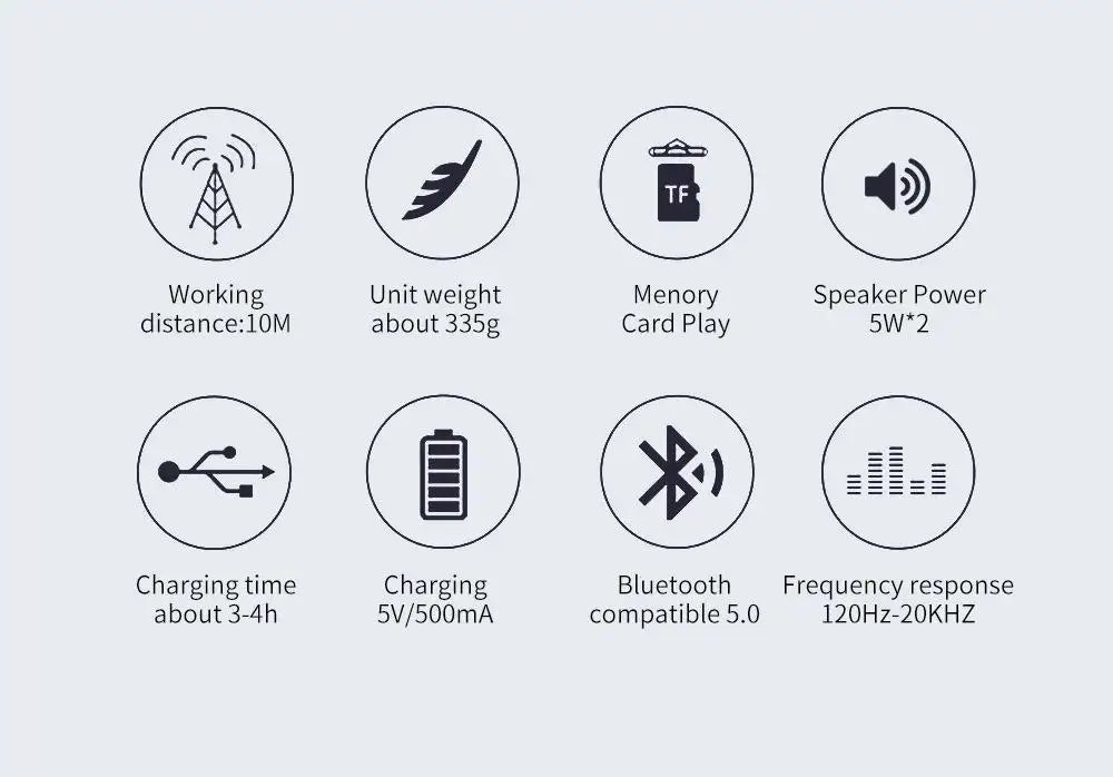Portable Bluetooth Speaker, Wireless TWS Pairing IPX5Waterproof 1200mAh Battery TF FM Radio with Stereo Bass for Outdoor Use