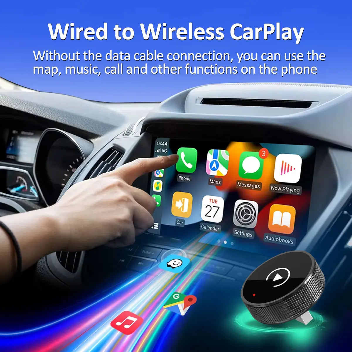 Smart 2in1 AI Box For Car With Wired CarPlay Car Intelligent Systems Wireless CarPlay Dongle Wireless Android Auto Adapter