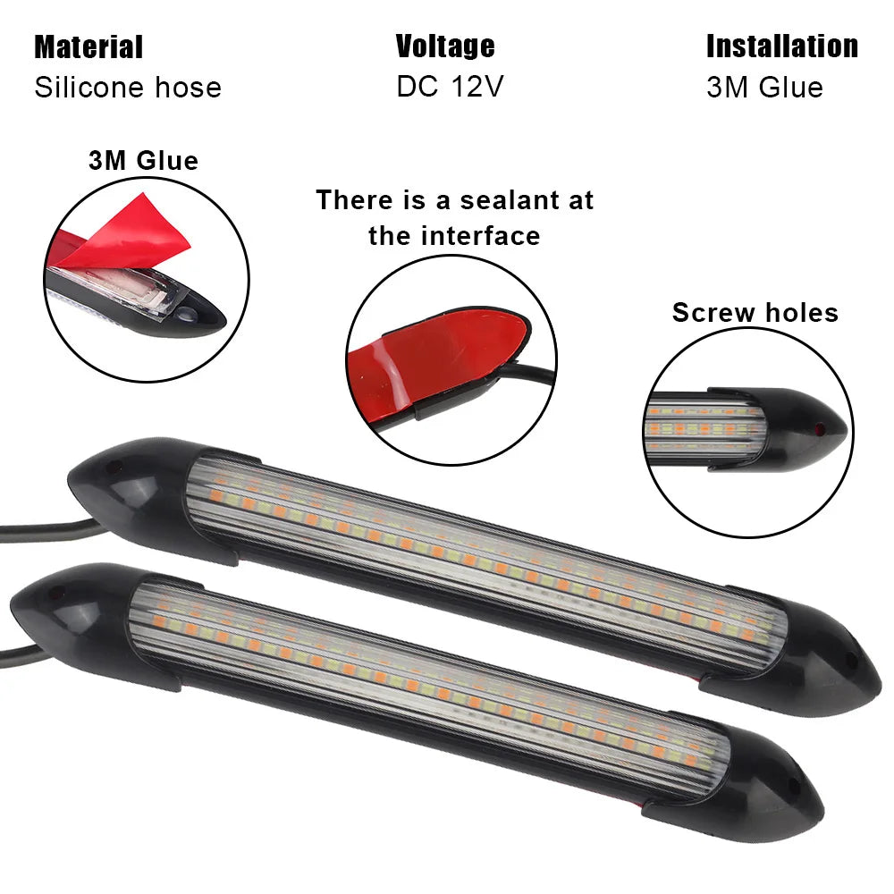 Car DRL Daytime Running Light Car Streamer Flow Day Light Auto Headlight Sequential Strip 2 Pcs/set