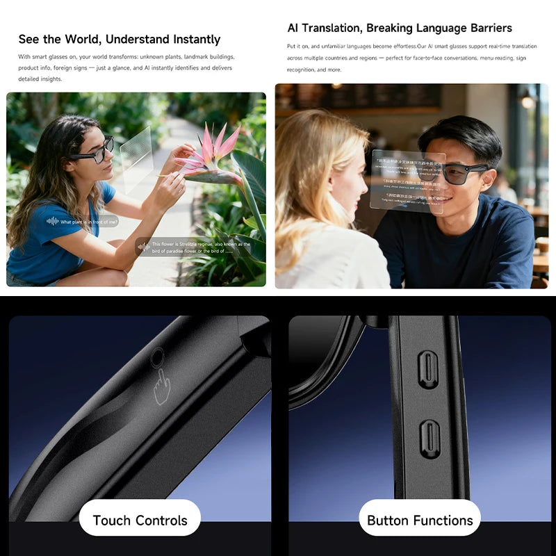 2026 New AI Smart Glasses Anti-Shake Photography AI Interaction Calling Listening to Music Translation Fashionable Smart Glasses
