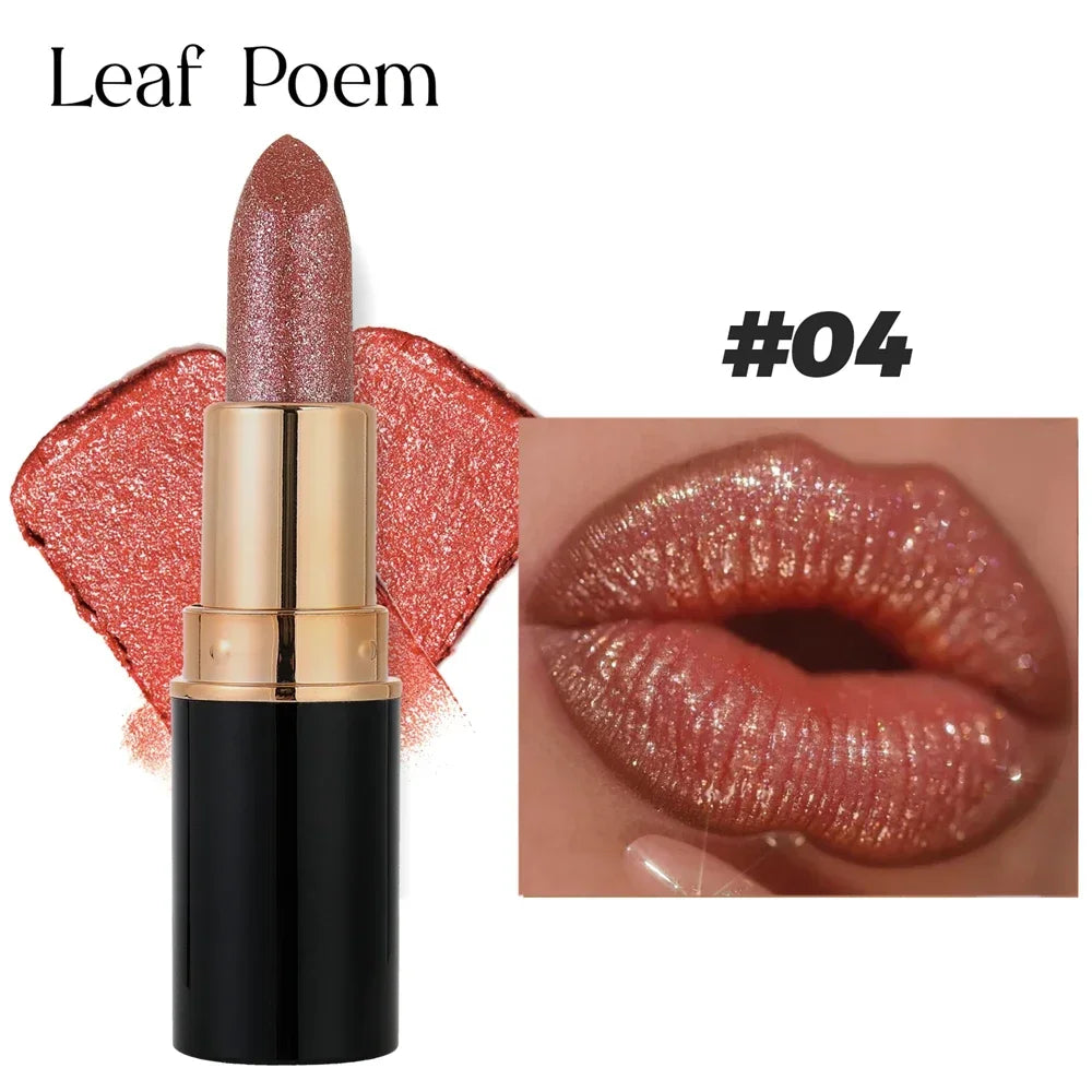 Glitter Metallic Lipstick Waterproof Long Lasting Diamond Pearlescent Lipstick Sexy Lipgloss Moisturizing Lips Makeup