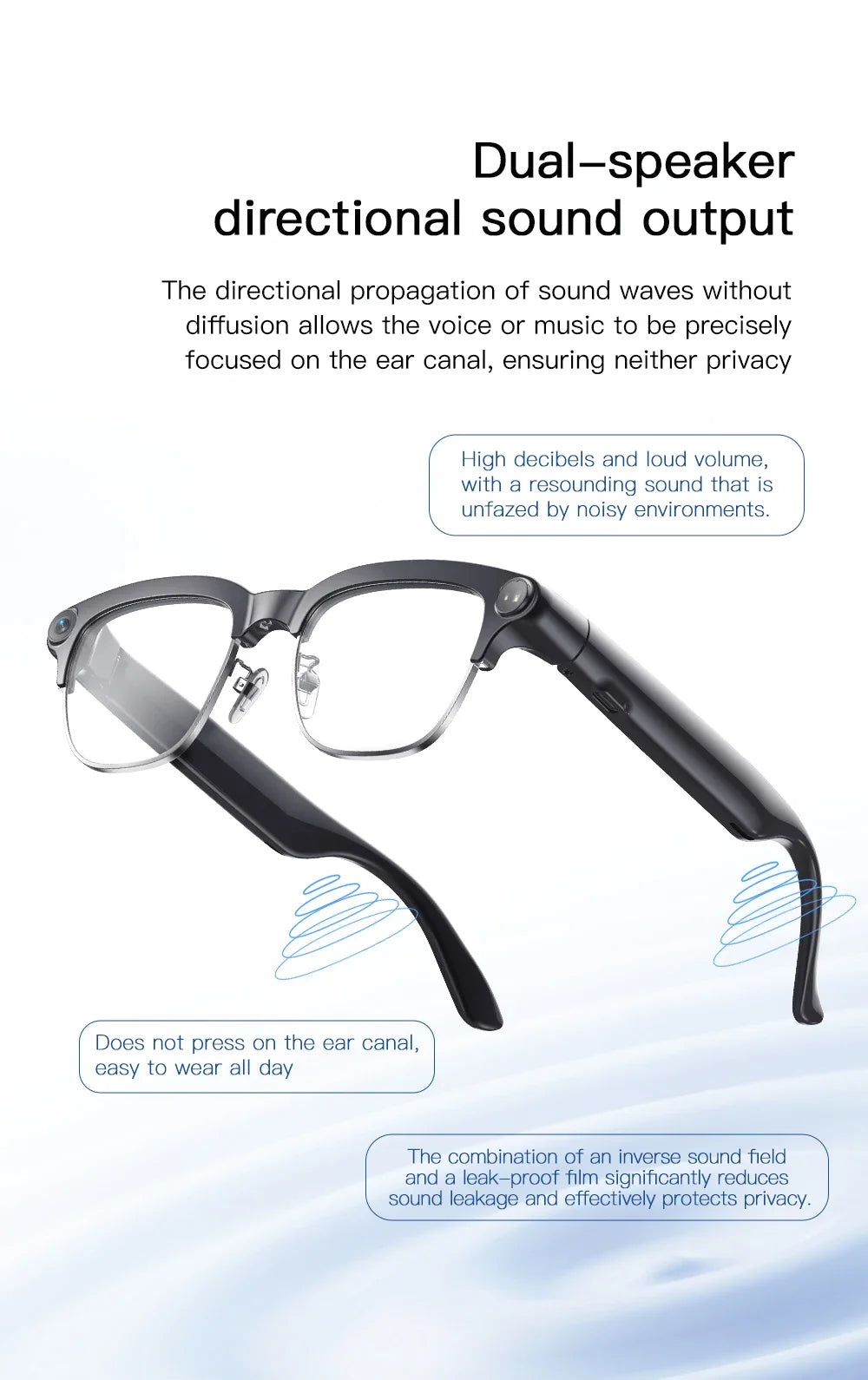 AI Smart Glasses 800W HD Camera Real-Time Translation Voice Assistant Bluetooth Wearable 2GB RAM 300MAH Smart Glasses Men Women