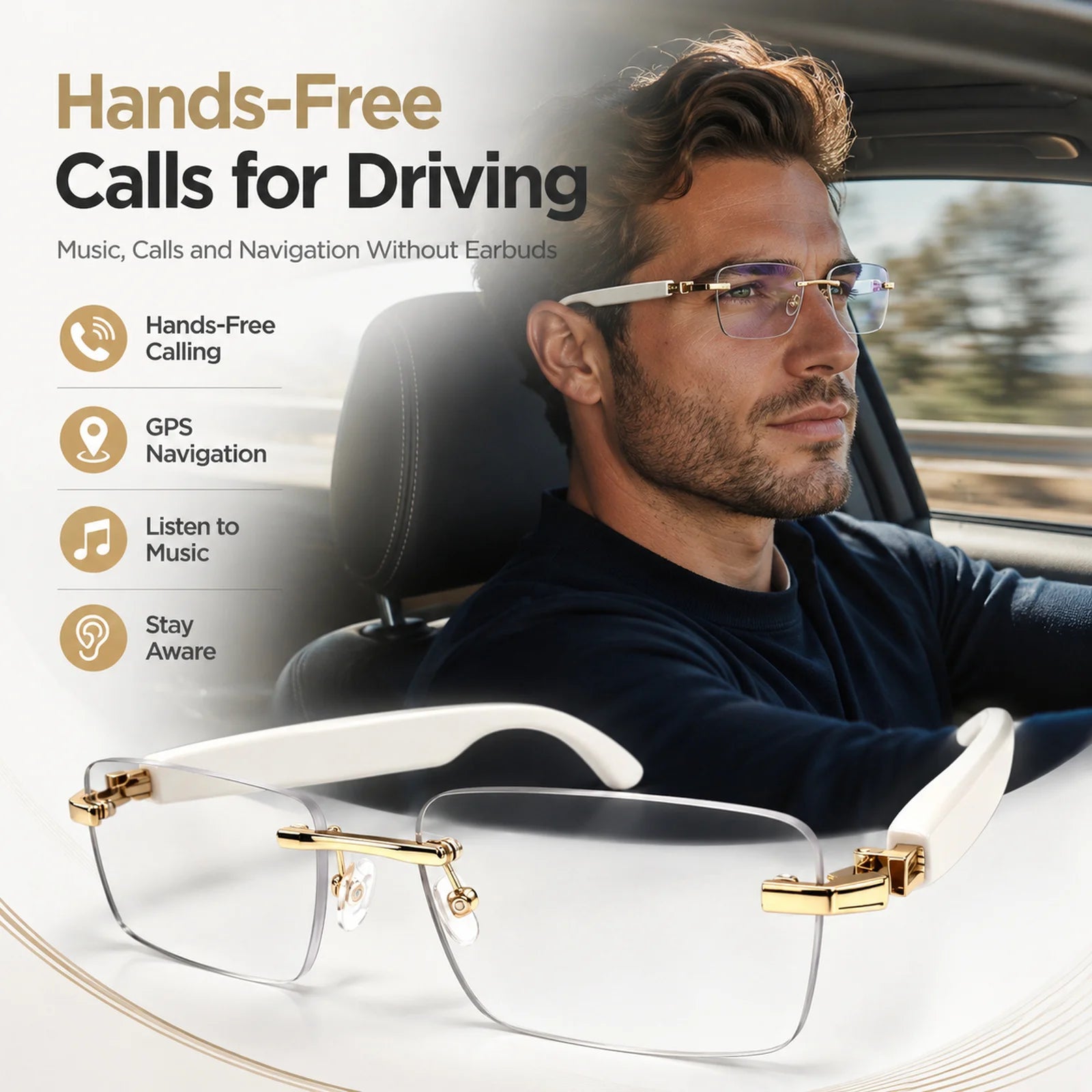 AI Smart Bluetooth Glasses Sunglasses Smartglasses Open Ear Audio Dual Mic ENC Photochromic UV400 Blue Light for Driving Use