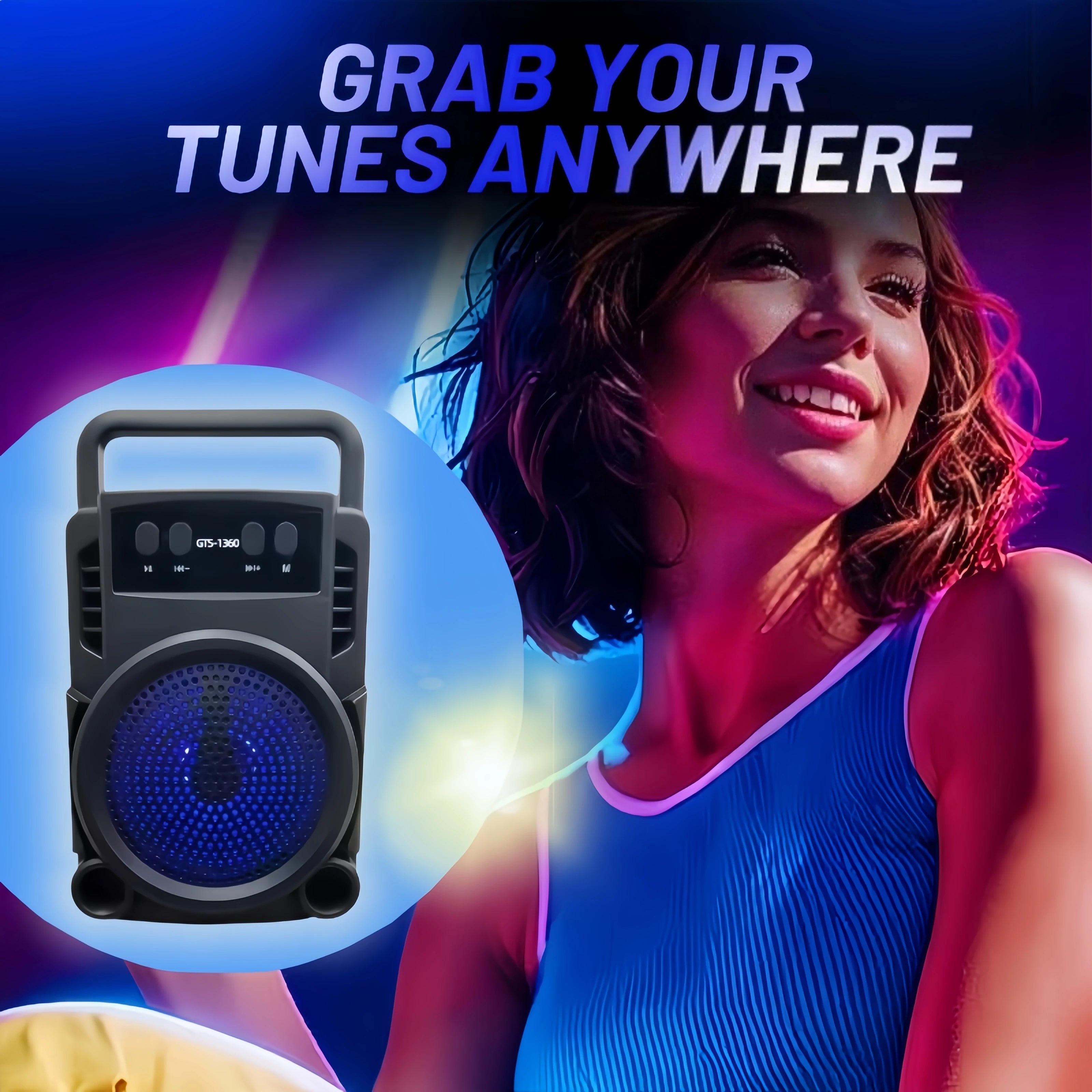 Wireless Bluetooth speaker, lightweight and portable, 300mAh battery, plays loud stereo sound, powerful deep bass