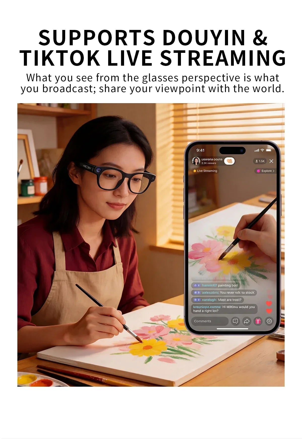 2026 New AI Smart Glasses 800W HD Supports Live Broadcast Shooting and Recording Audio and Video Call Translation Smart Glasses