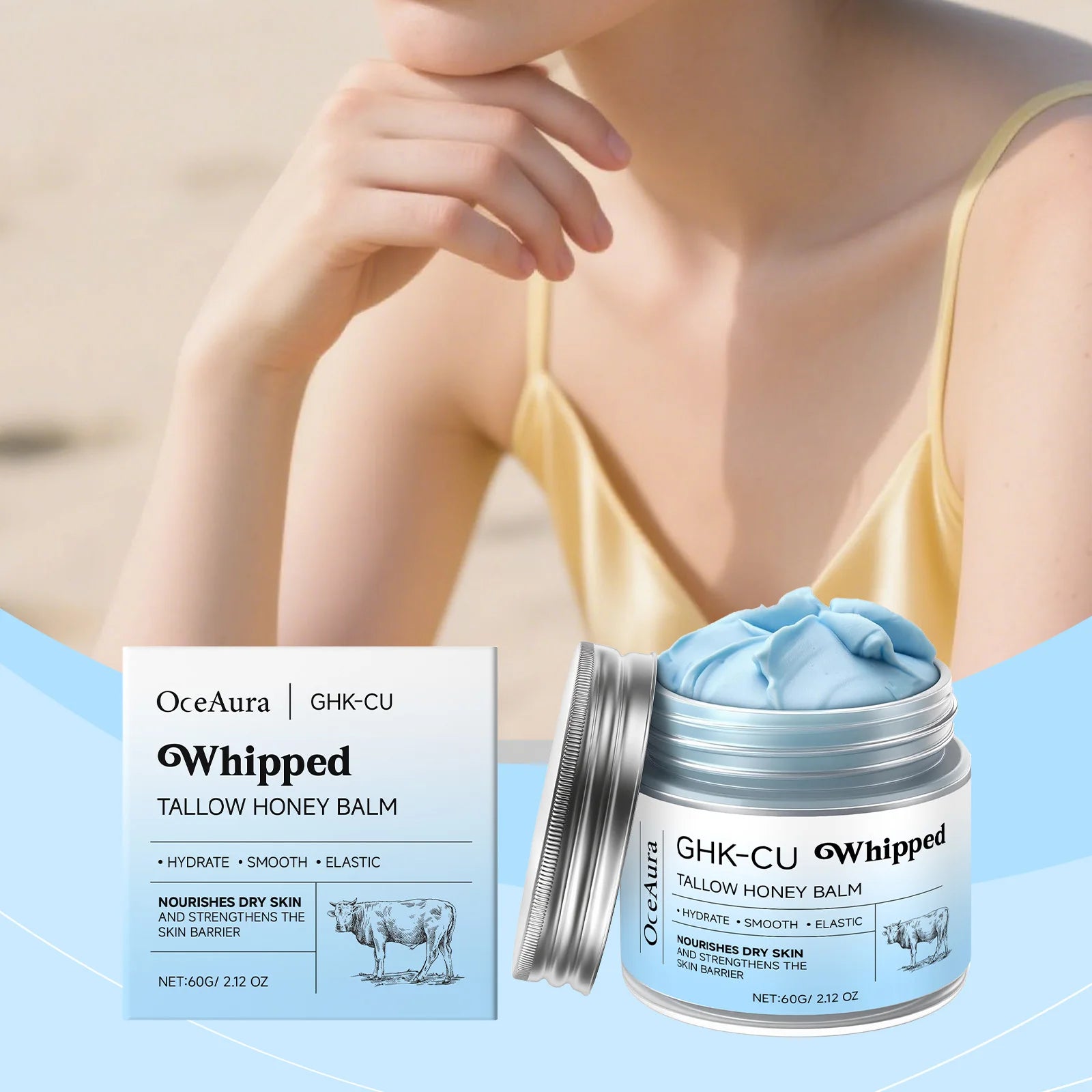 60g Beef Tallow Honey Balm Repair Moisturizer For Mature Dry Sensitive Skin Brightening Even Skin Whipped Tallow Honey Cream