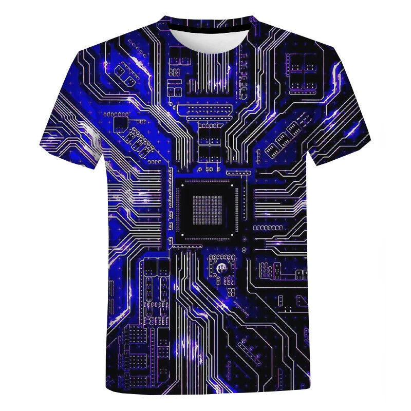 New Circuit Board Graphic T-Shirts Electronic Chip