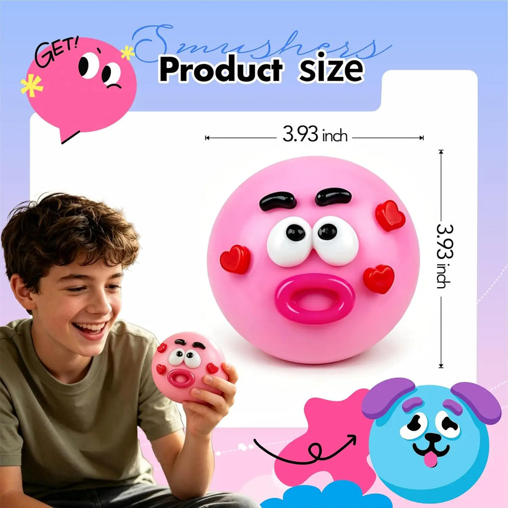 Smushers Squishy, Cute Easy Squeezy Squishy Funny Face Swap Fidget Balls for Adults Anxiety Relief, Fun Sensory Gifts