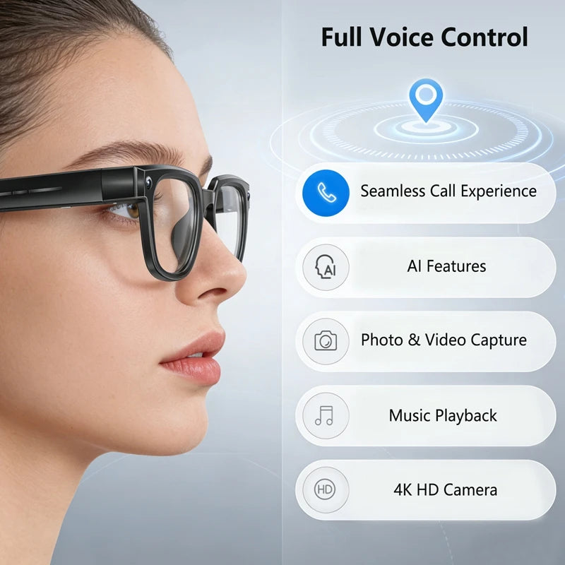 AI Smart Glasses Translation Glasses 8MP HD Camera 4K Shooting Image Bluetooth Call Recording Music Photo Recognition Sunglasses