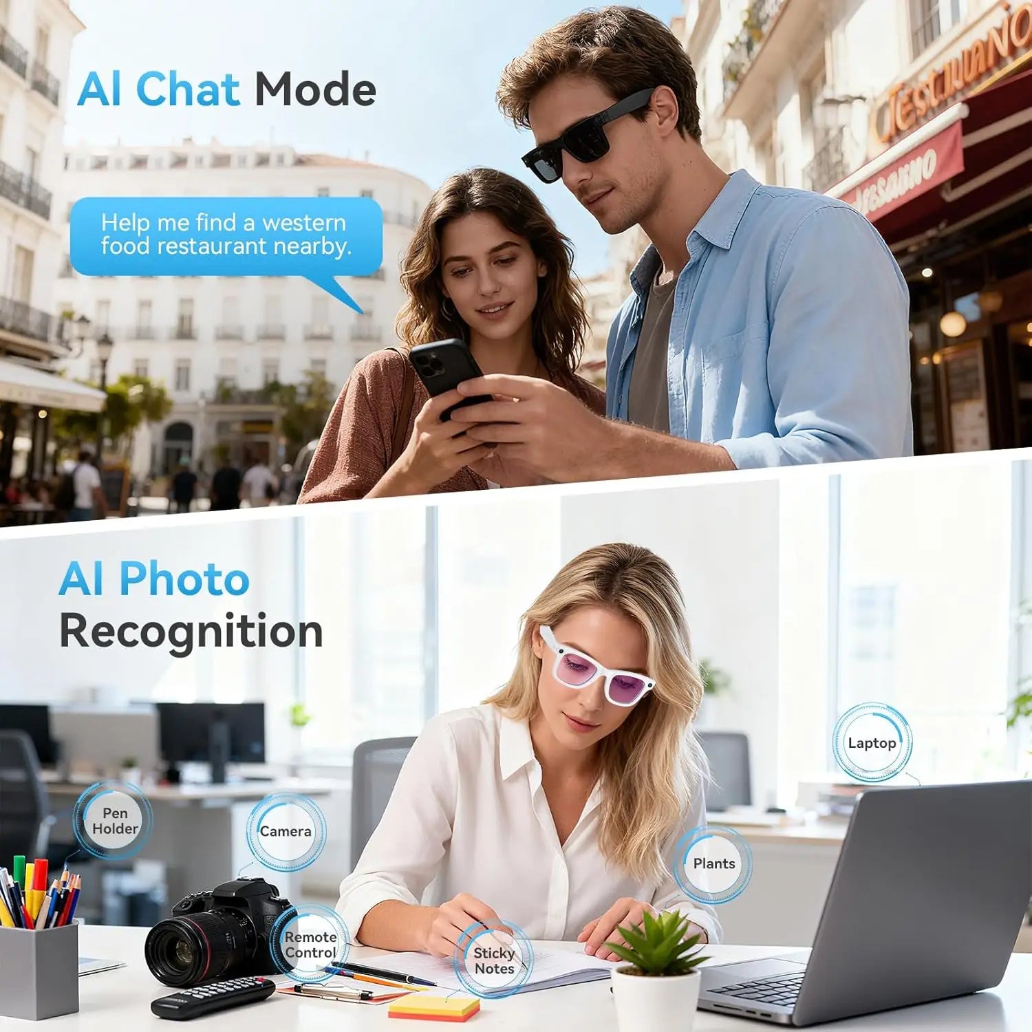 2026 New AI Smart Glasses AI Translation 800W HD Camera 4K Shooting Image Conversation Recording Listening To Music SmartGlasses