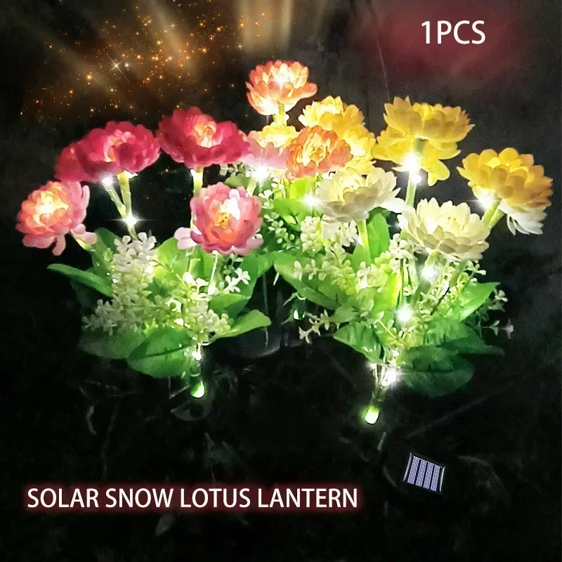 Solar Lights Outdoor Lighting Solar Garden Light Snow Lotus Flower Lawn Lamp for Yard Patio Flower Party Lamp Wedding Christmas