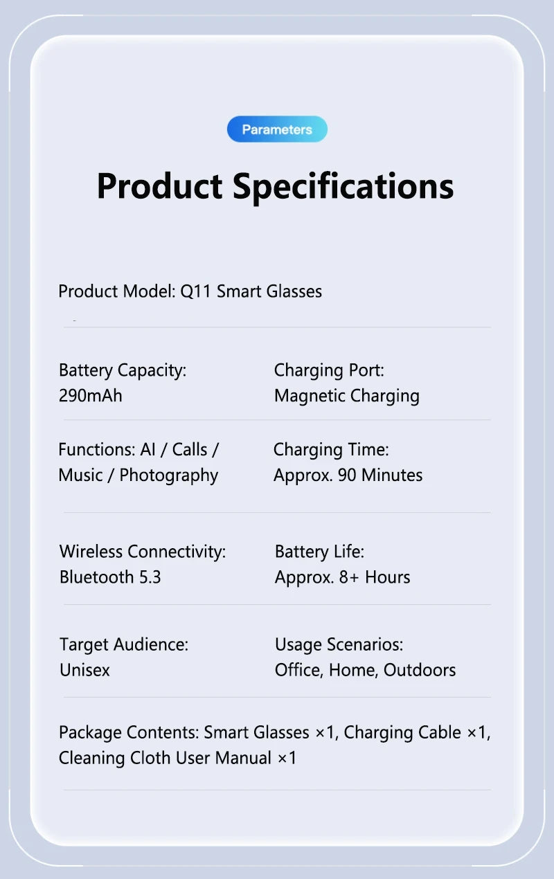 AI Smart Glasses Translation Glasses 8MP HD Camera 4K Shooting Image Bluetooth Call Recording Music Photo Recognition Sunglasses