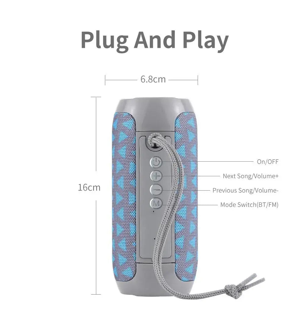 Portable Bluetooth Speaker, Wireless TWS Pairing IPX5Waterproof 1200mAh Battery TF FM Radio with Stereo Bass for Outdoor Use