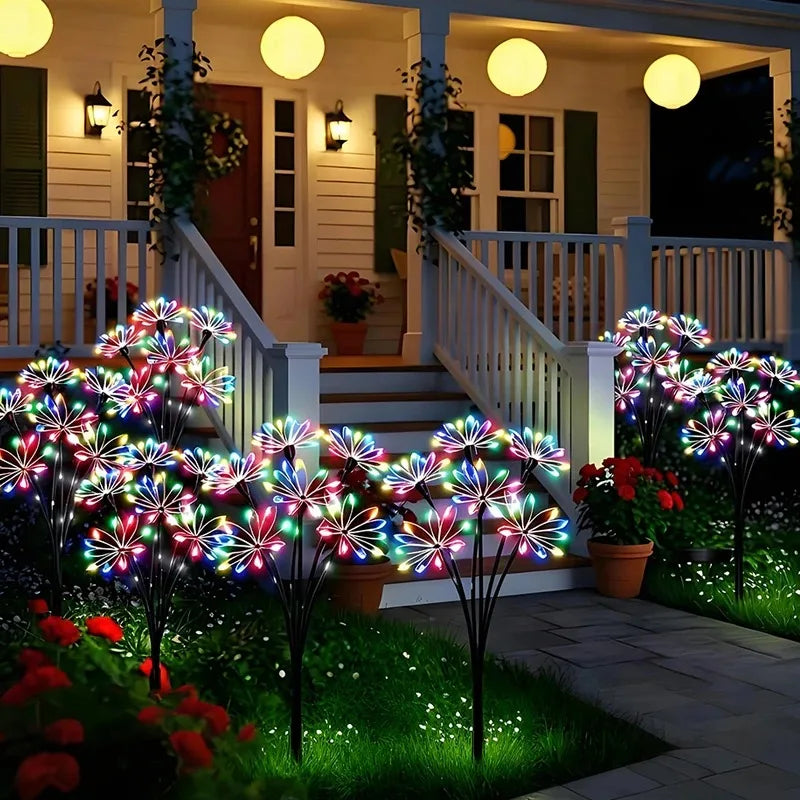 Solar Patio Lamp Solar Firework Sway Lights Outdoor Waterproof Flower Decor Atmosphere for Landscape Garden Yard