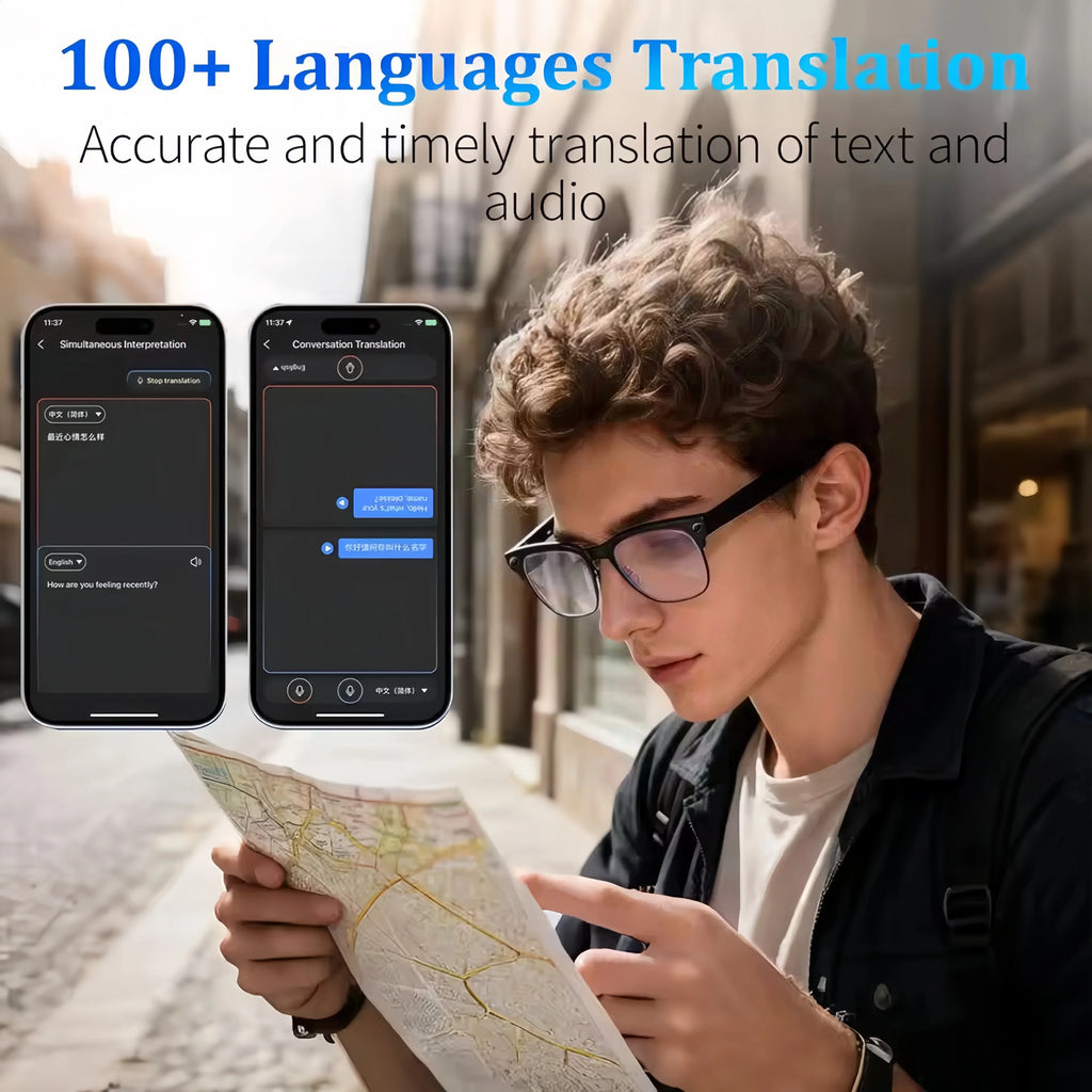 2026New AI Smart Glasses 120+Language Translation 800W Pixel Camera Video Music Player Call Business 8K Color Change Glasses Men