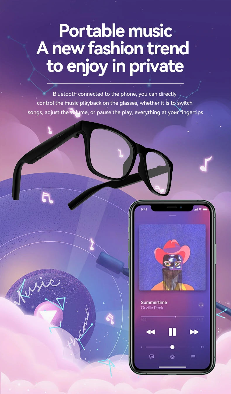 AI Smart Glasses 8K Remote Control Touch Photo Camera Recording Translator Voice Assistant Music Wireless Bluetooth Sunglasses
