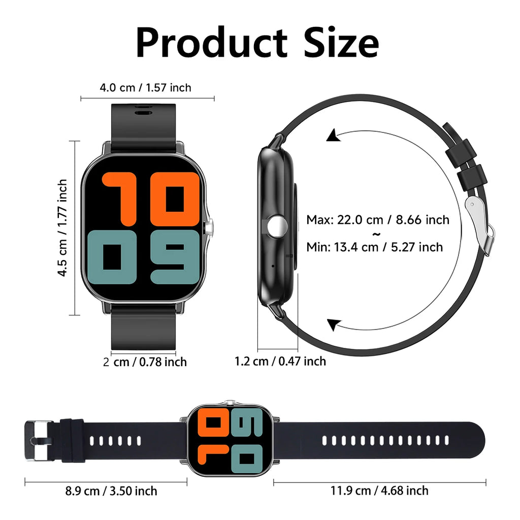 2025 New Square Sport Smartwatch for Android/IOS Heart Rate/Sleep Monitor Fitness Tracker BT Call Smart Watch For Men Women Gift