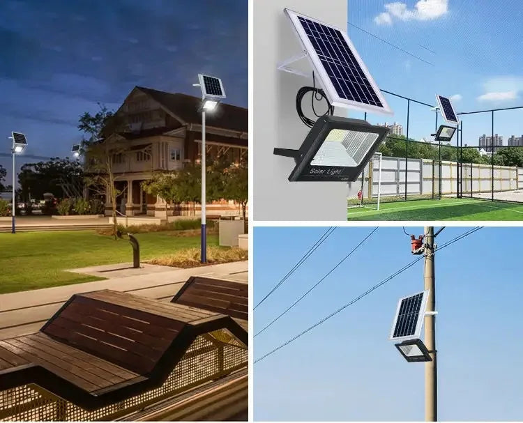 Solar Flood Lights 50-500W Solar Powered Spotlight Outdoor Waterproof IP67 Villa Street Lighting Adjustable Angle Remote Control