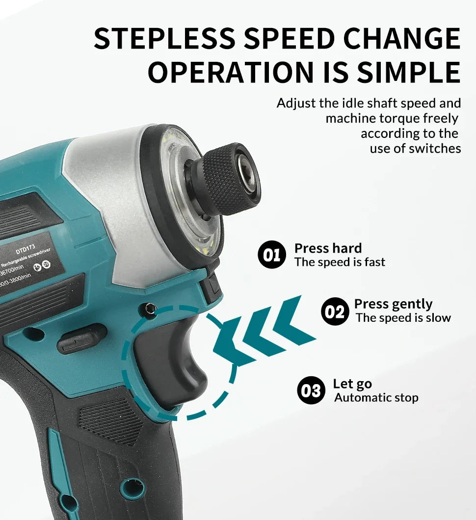 Makita DTD173 High Efficiency Impact Driver 3800 IPM Impact Rate Fast Screw Driving For Large Construction Projects tools