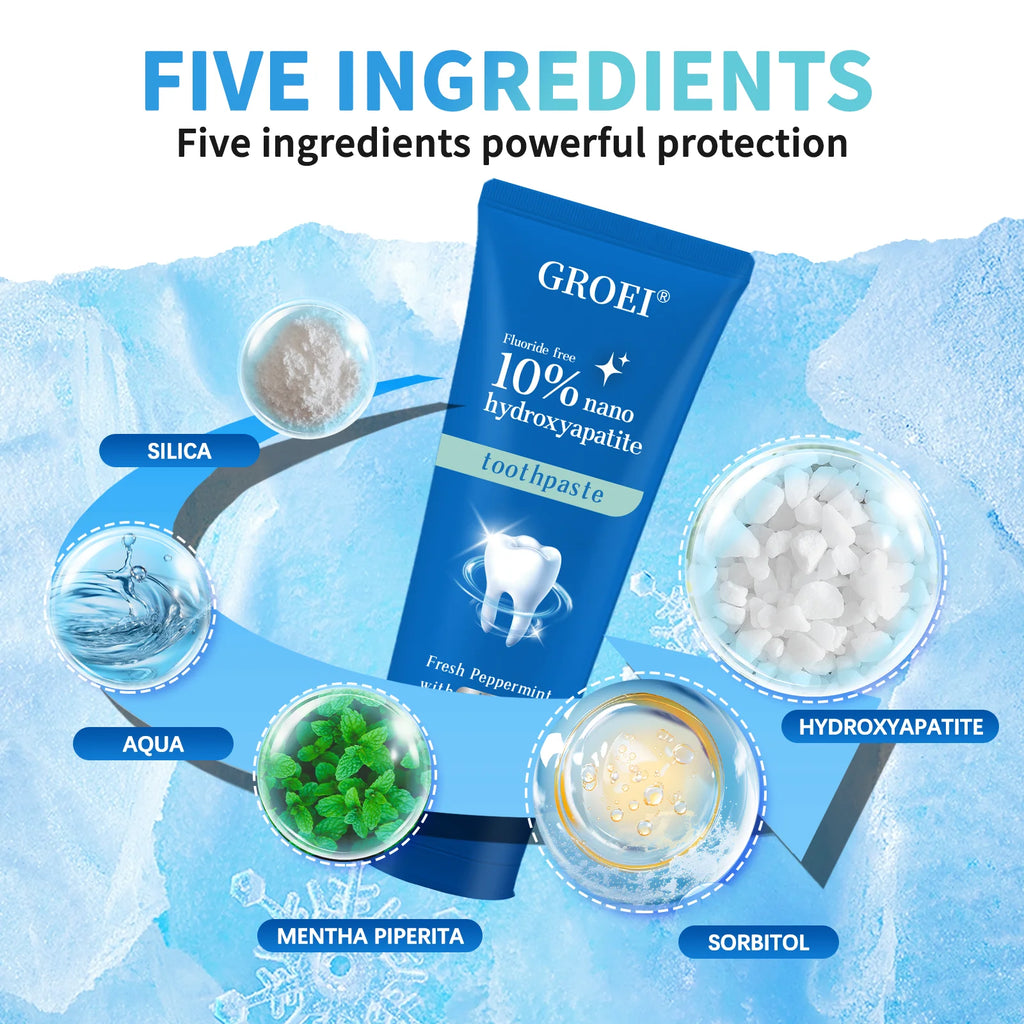 Hydroxyapatite Toothpaste Refresh Prevent Dental Cavities Stain Removal Smoke Coffee Tea Stains Sensitive Teeth Oral Hygiene