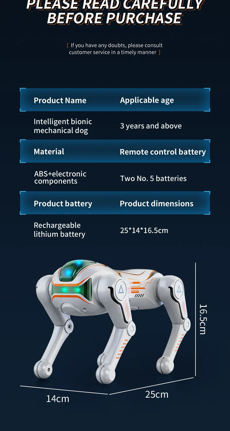 Intelligent AI machine dog dialogue programming remote control bionic dog cool special effects remote control robot toy gift