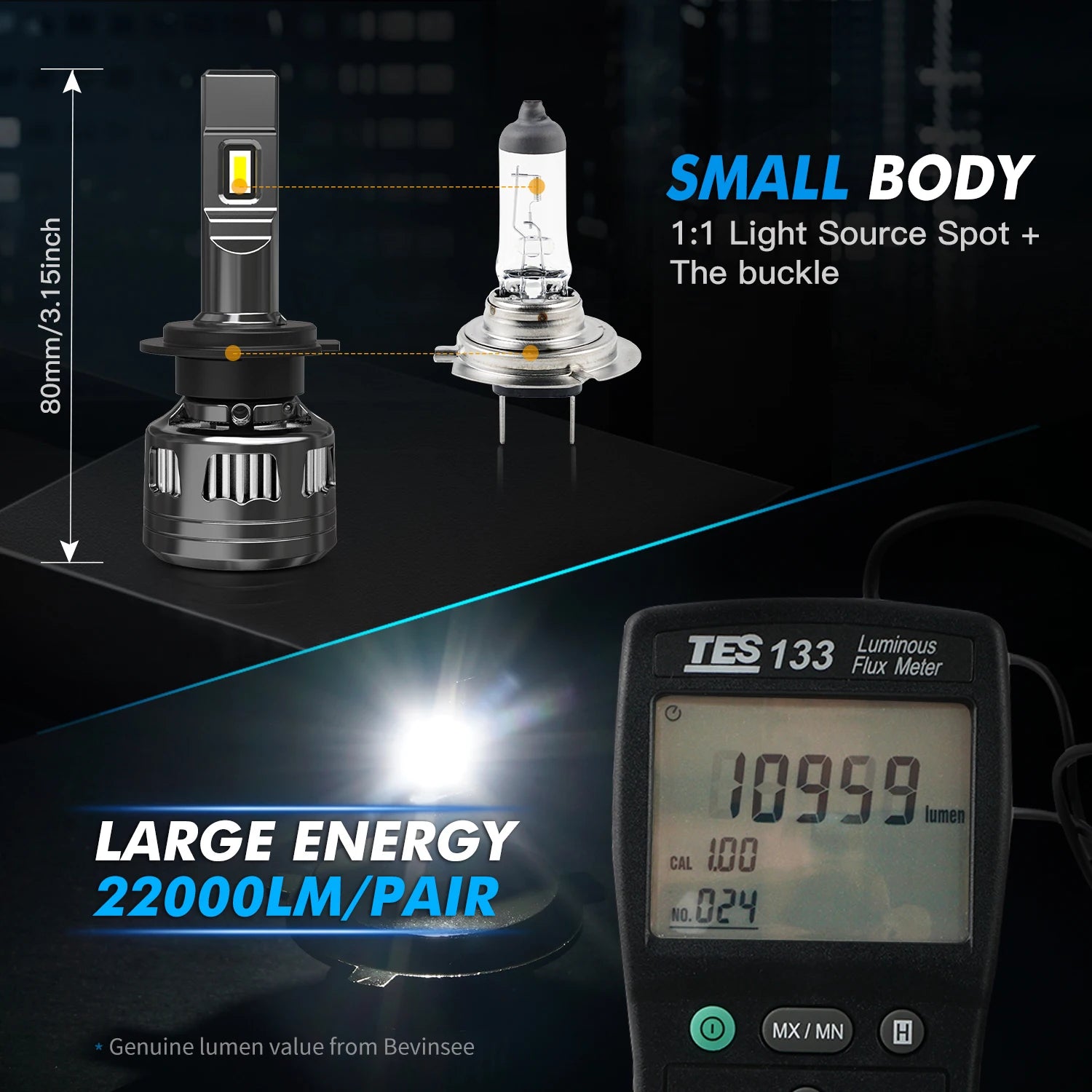 BEVINSEE V45 H7 LED Car Headlight Bulbs CANBUS H4 Hi/Lo Beam 120W 22000LM H11 H1 9005 HB3 9006 HB4 9012 HIR2 Auto Head Lamps 12V