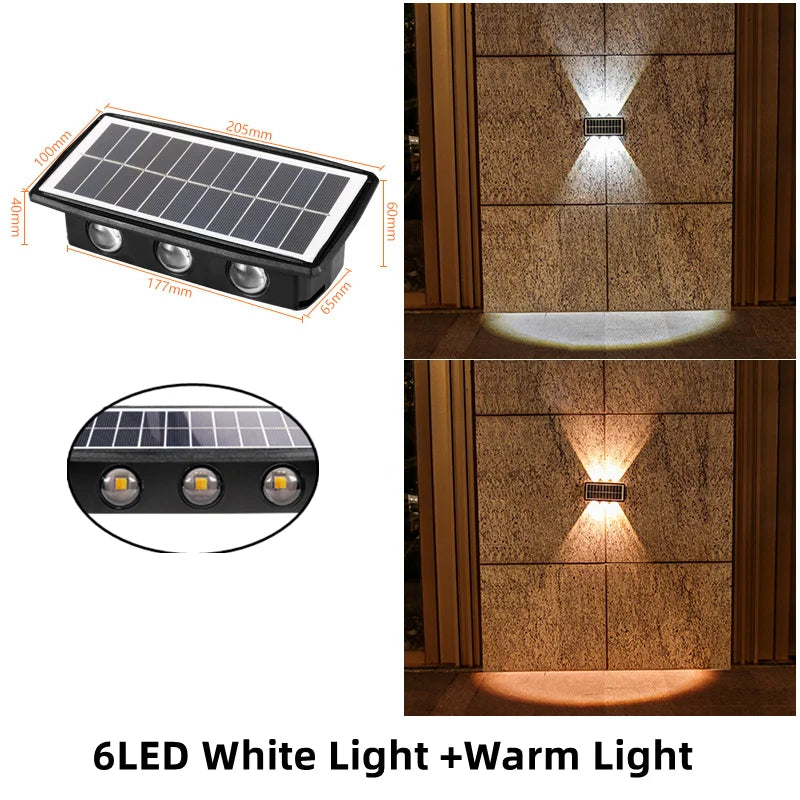 Solar Wall Lamp Led Outdoor Waterproof Decoration Garden Lamp Up And Down Luminous Lighting for Wall Porch Balcony Garden Street