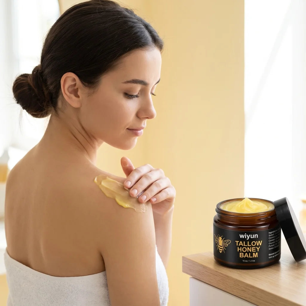 Tallow Honey Balm Natural  Tallow Raw Honey Olive Oil Moisturizing Cream Gentle Nourishing Body Face Salve