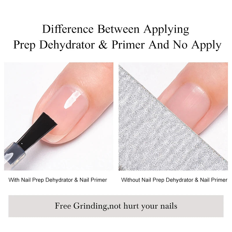 Acrylic No-acid Primer Nail Prep Dehydrator Nail Art Set With Gel Base And Top Coat Soak Off Gel Nail Polish Manicure Tool Kit