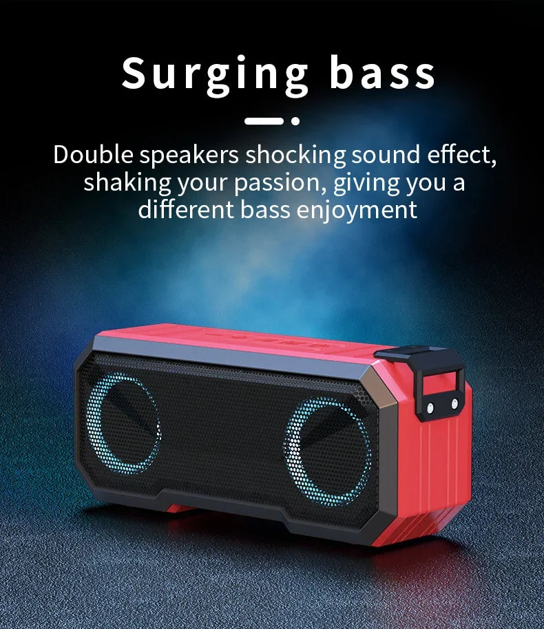 Portable Bluetooth Speaker Wireless TWS Stereo Bass IPX7 Waterproof Loudspeaker FM Radio 12H Playtime