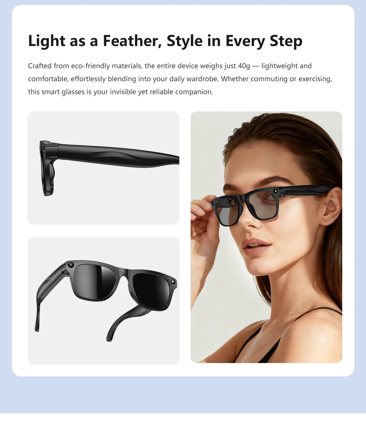2026 New AI Smart Glasses Anti-Shake Photography AI Interaction Calling Listening to Music Translation Fashionable Smart Glasses