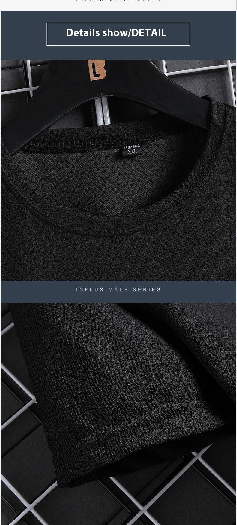Men's summer sports suit round neck short sleeved T-shirt five quarter shorts slim fit fashion two-piece set men's clothing