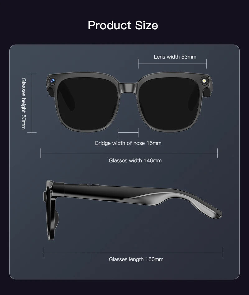 2026 AI Smart Glasses AI Translation 800W HD Camera 4K Shooting Image Bluetooth Call Recording Music Smart Sunglasses 2026 New
