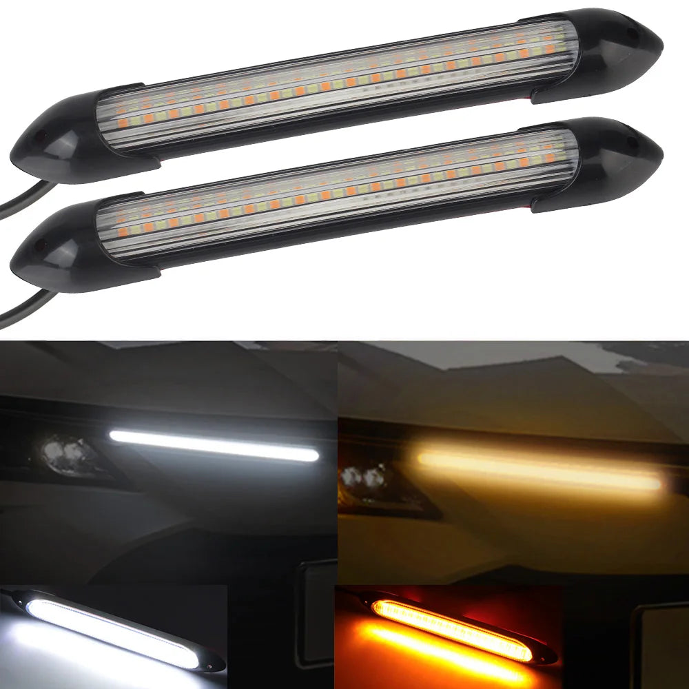 Car DRL Daytime Running Light Car Streamer Flow Day Light Auto Headlight Sequential Strip 2 Pcs/set