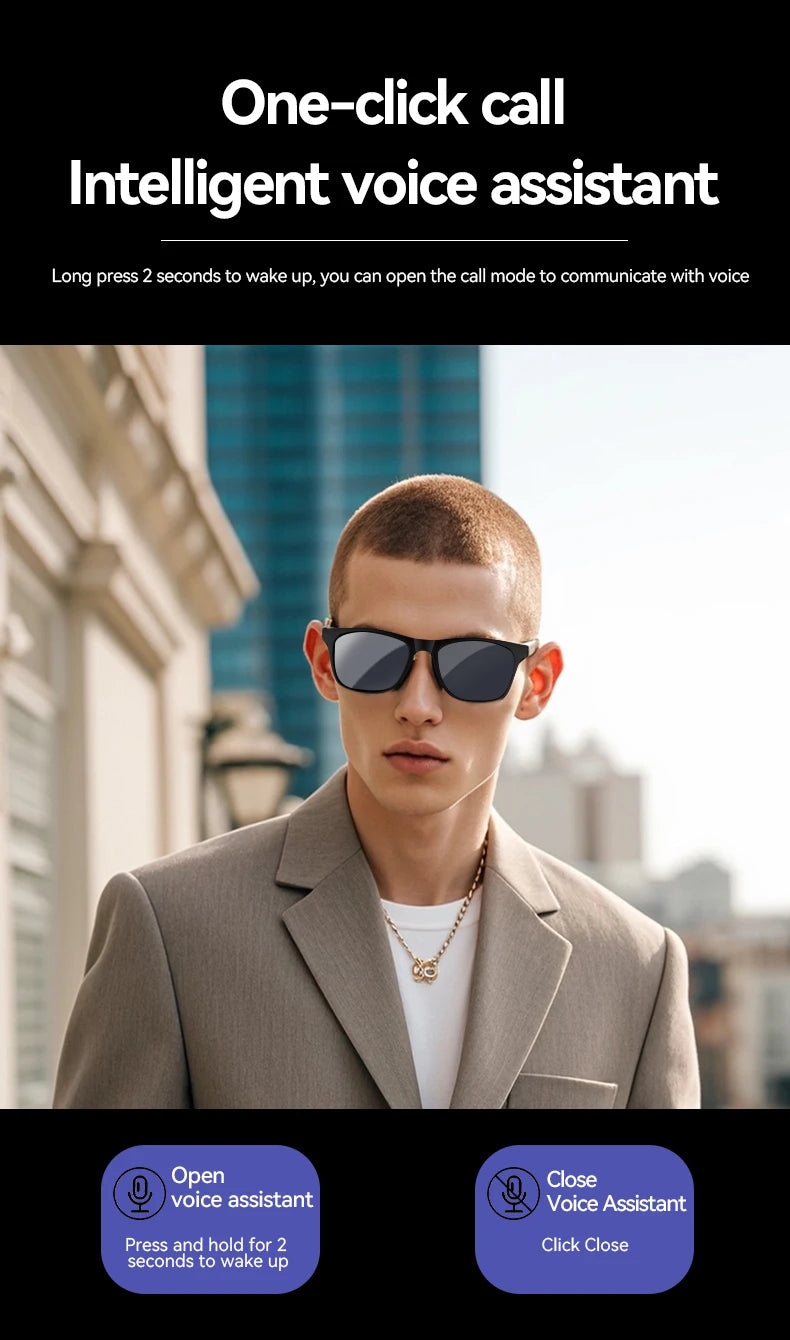 AI Smart Glasses 8K Remote Control Touch Photo Camera Recording Translator Voice Assistant Music Wireless Bluetooth Sunglasses