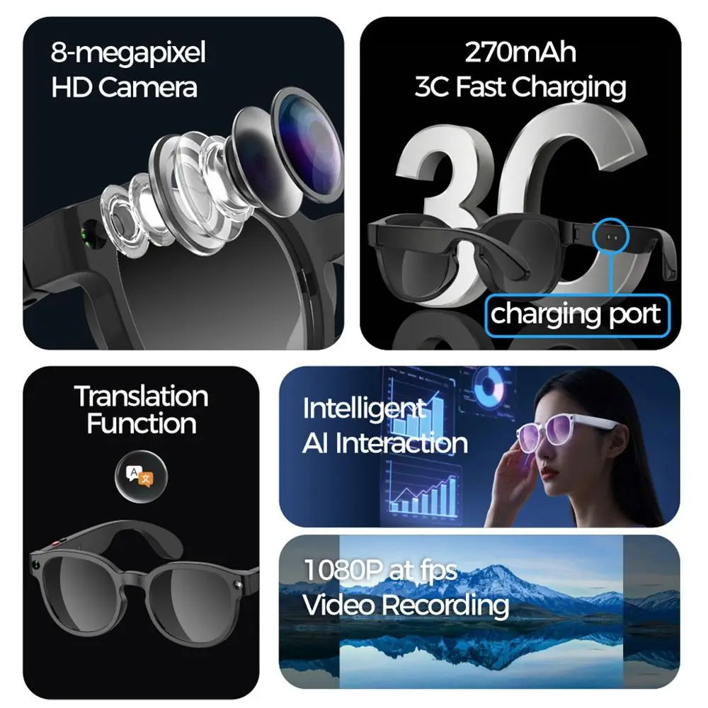 2 in 1 AI Smart Glasses AIMB-S1 Wearable Tech Smart AI Glasses Waterproof Anti-Blue Light Smart Video Glasses Image Conversation