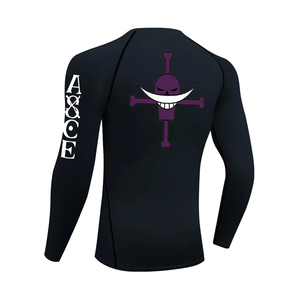 Men's Rash Guard Anime Manga Print Gym Compression Shirt