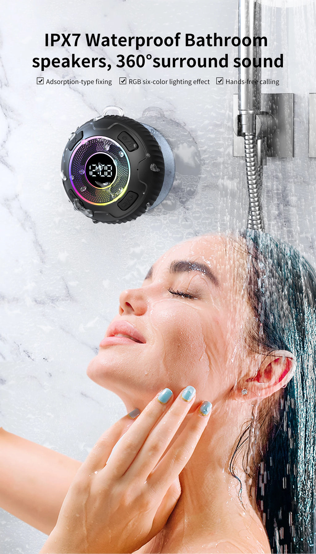 s3 Bluetooth Shower Speakers subwoofer Wireless Speaker S5 IPX7 Waterproof ENC Speakers IPX7 Waterproof Built-in Mic 10 hours