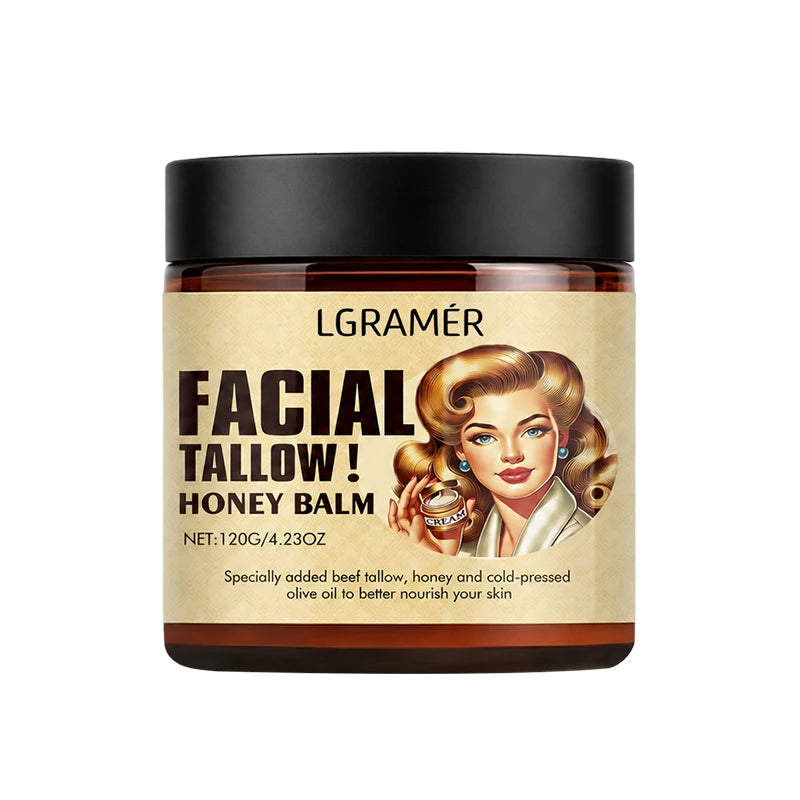 Facial Tallow Honey Balm Cream,Natural Nourishing Beef Tallow Face Cream & Olive Oil,Hydrating Moisturizer for Daily Skin Care