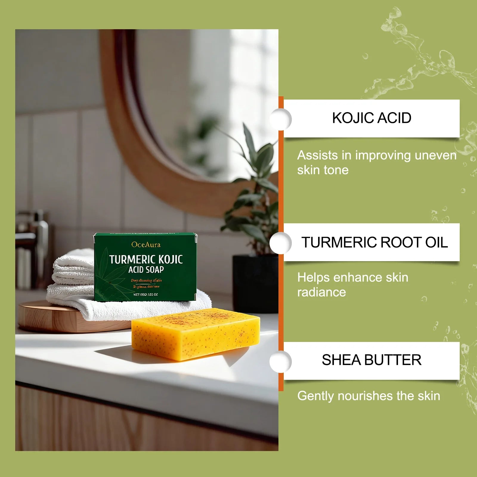 Turmeric  Soap Deep Hydration Brightening  Soft Smooth  Skin Lightening Soap 100g