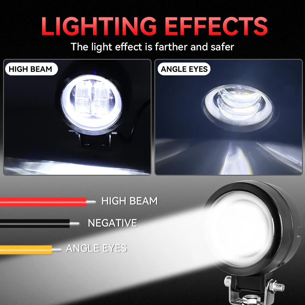 Car 3 Inch Round LED Work Light Spot Light Halo Angel Eye 12V 24V For Trucks ATV SUV Dirt Bike Motorcycles Healdight
